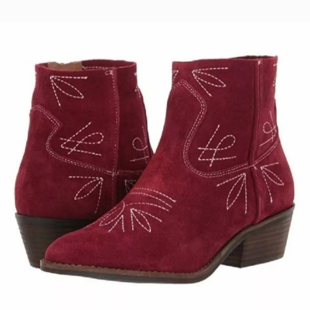 Lucky Brand Biking Red Oiled Suede Boots